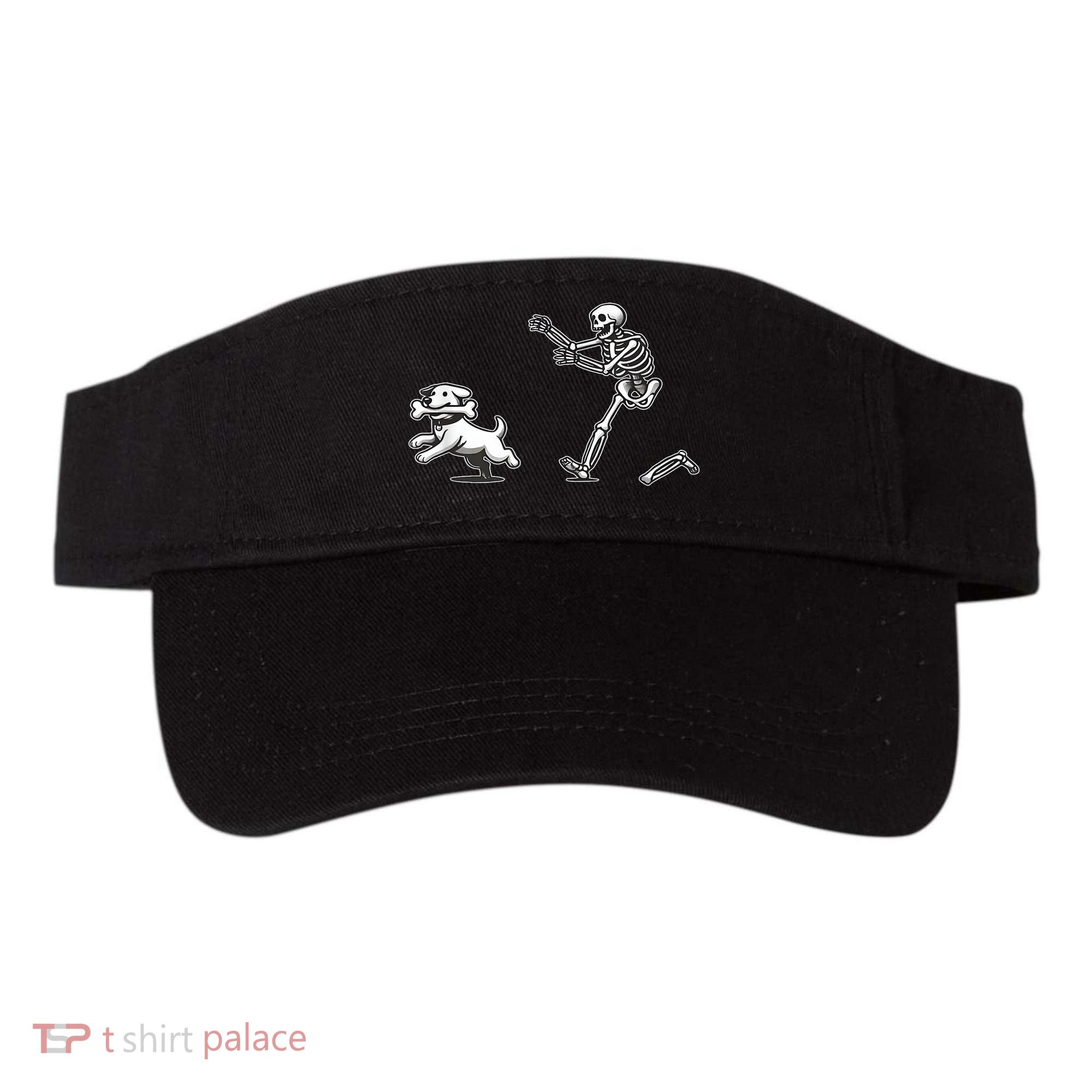 Funny Skeleton Halloween Dog Skeleton Chasing Dog Gift Visor
