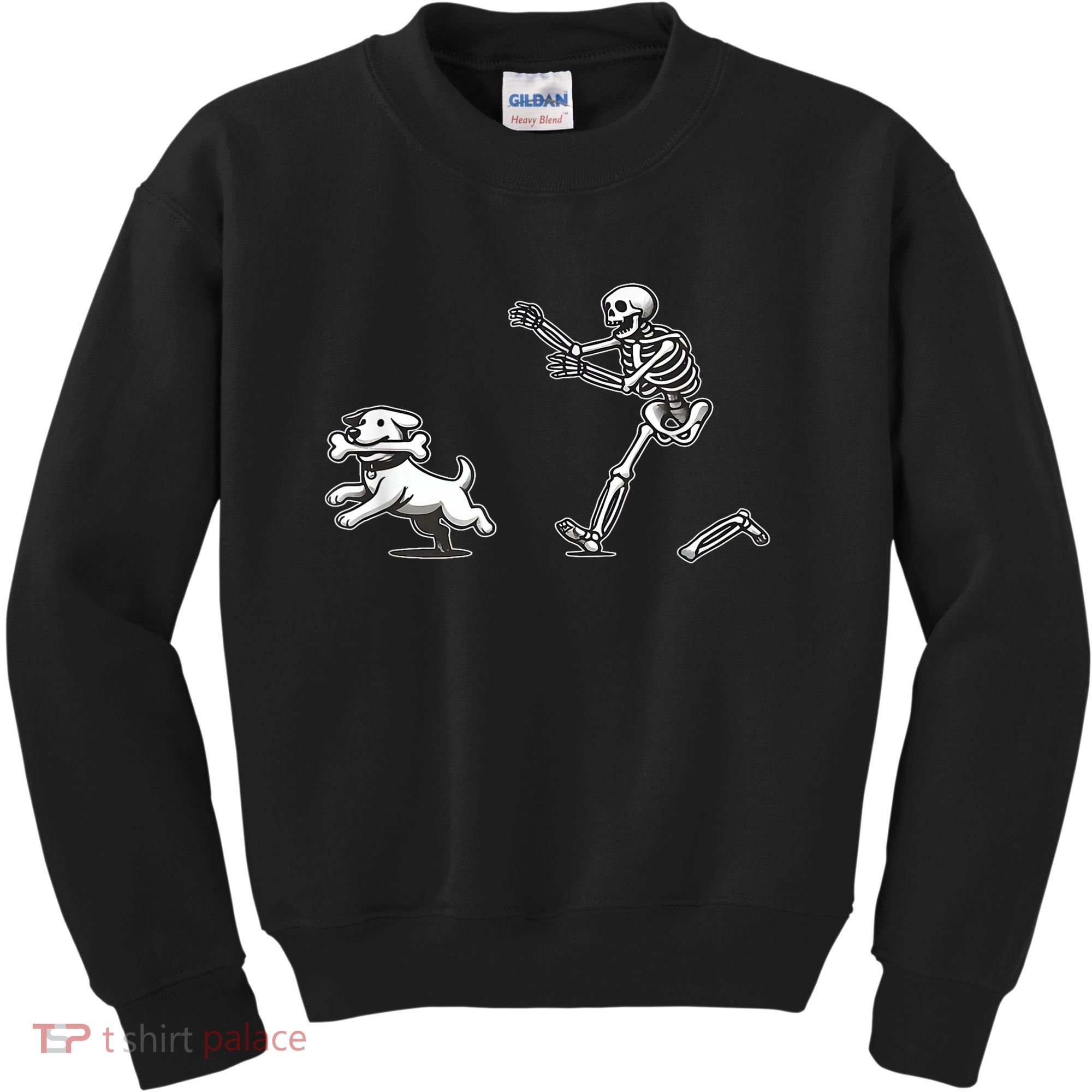 Funny Skeleton Halloween Dog Skeleton Chasing Dog Gift Kids Sweatshirt