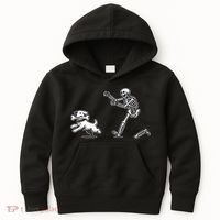 Funny Skeleton Halloween Dog Skeleton Chasing Dog Gift Kids Hoodie thumb 0