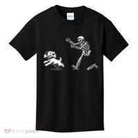 Funny Skeleton Halloween Dog Skeleton Chasing Dog Gift Kids T-Shirt thumb 0