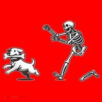 Funny Skeleton Halloween Dog Skeleton Chasing Dog Gift Santa Hat thumb 1