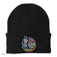 Funny Sarcastic Have The Day You Deserve Tie Dye Gift Beanie thumb 0
