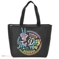 Funny Sarcastic Have The Day You Deserve Tie Dye Gift Tote Bag thumb 0