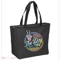 Funny Sarcastic Have The Day You Deserve Tie Dye Gift Tote Bag thumb 2