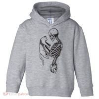 Funny Skeleton Holding A Cat, Cat Lover, Cat Mom, Halloween Toddler Hoodie thumb 0