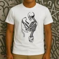 Funny Skeleton Holding A Cat, Cat Lover, Cat Mom, Halloween T-Shirt thumb 3