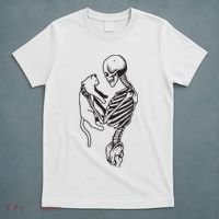 Funny Skeleton Holding A Cat, Cat Lover, Cat Mom, Halloween T-Shirt thumb 5