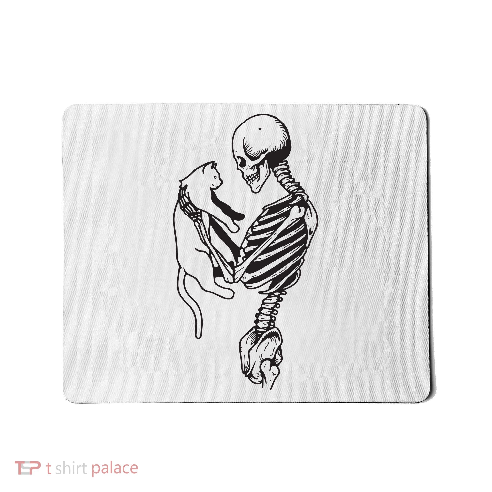 Funny Skeleton Holding A Cat, Cat Lover, Cat Mom, Halloween Mousepad