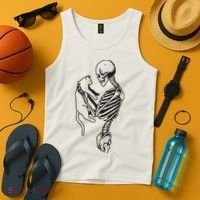 Funny Skeleton Holding A Cat, Cat Lover, Cat Mom, Halloween Tank Top thumb 4