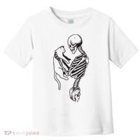 Funny Skeleton Holding A Cat, Cat Lover, Cat Mom, Halloween Toddler T-Shirt thumb 0