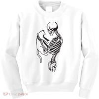 Funny Skeleton Holding A Cat, Cat Lover, Cat Mom, Halloween Kids Sweatshirt thumb 0