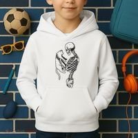 Funny Skeleton Holding A Cat, Cat Lover, Cat Mom, Halloween Kids Hoodie thumb 2