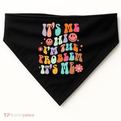 Funny Sarcasm Humor I'm A Problem Retro Groovy USA-Made Doggie Bandana