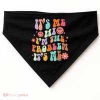 Funny Sarcasm Humor I'm A Problem Retro Groovy USA-Made Doggie Bandana thumb 0