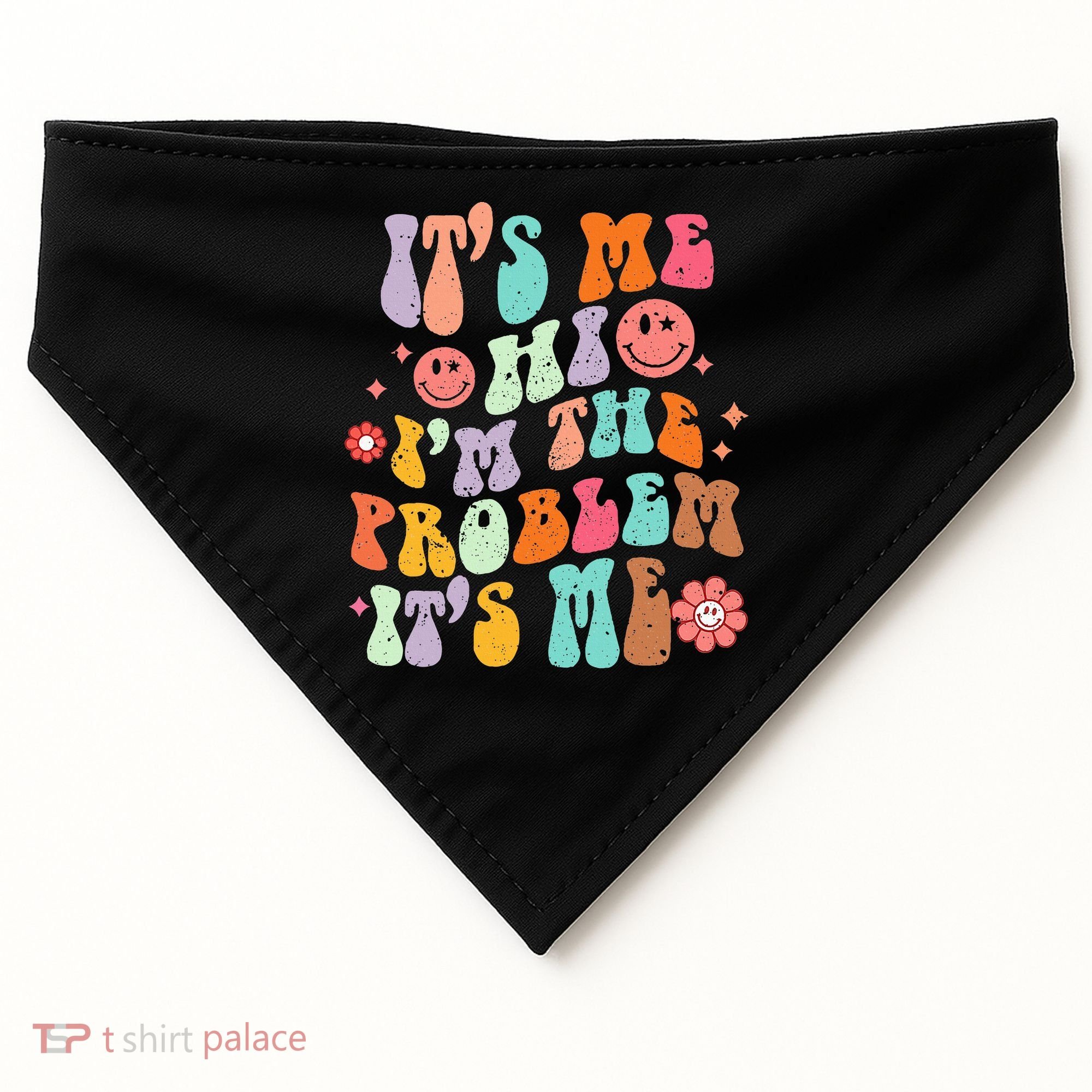 Funny Sarcasm Humor I'm A Problem Retro Groovy USA-Made Doggie Bandana