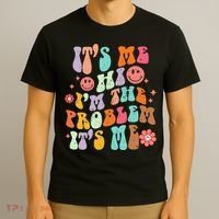Funny Sarcasm Humor I'm A Problem Retro Groovy T-Shirt thumb 3
