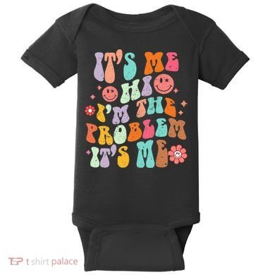 Funny Sarcasm Humor I'm A Problem Retro Groovy Baby Bodysuit