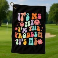 Funny Sarcasm Humor I'm A Problem Retro Groovy Golf Towel thumb 1