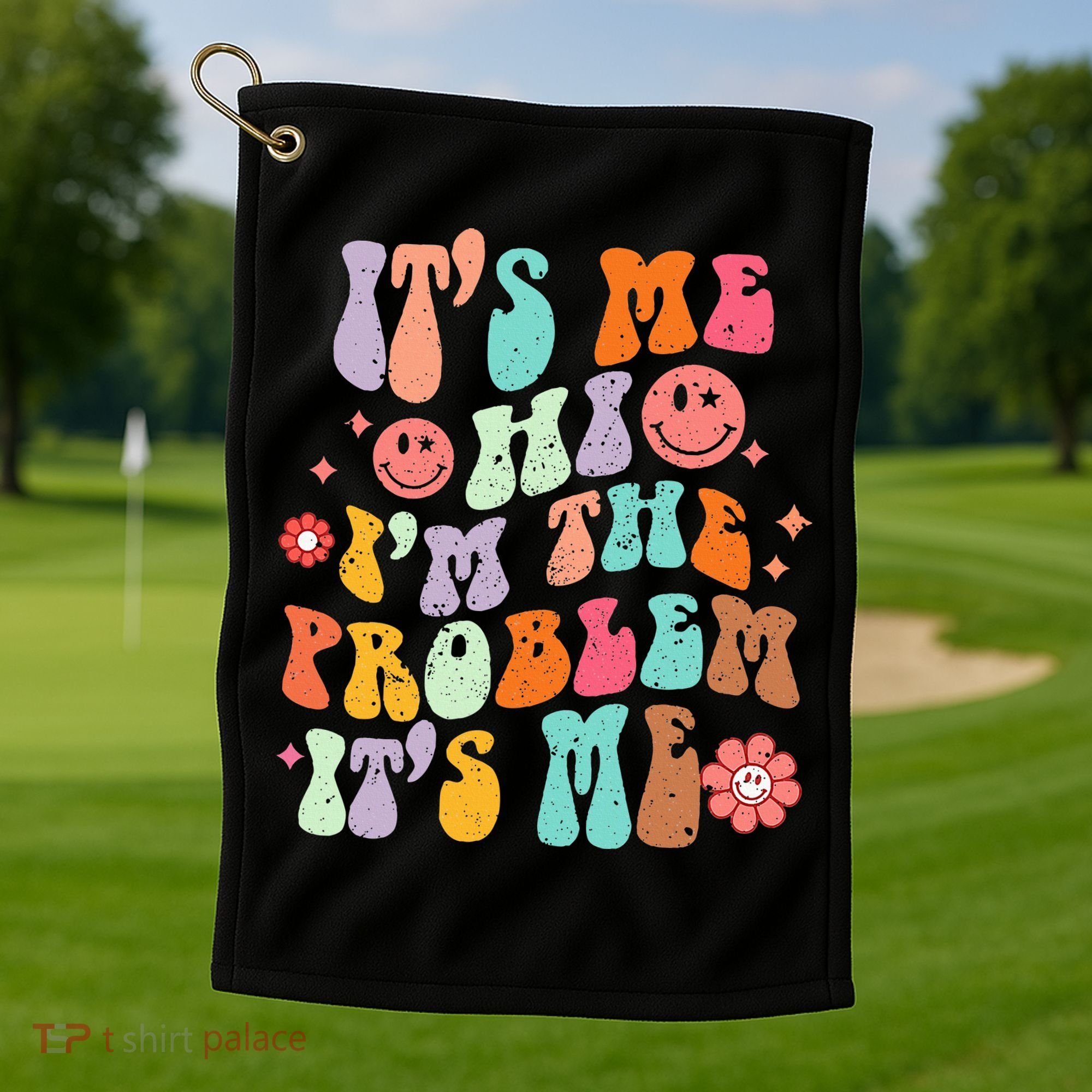 Funny Sarcasm Humor I'm A Problem Retro Groovy Golf Towel