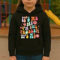 Funny Sarcasm Humor I'm A Problem Retro Groovy Kids Hoodie thumb 3