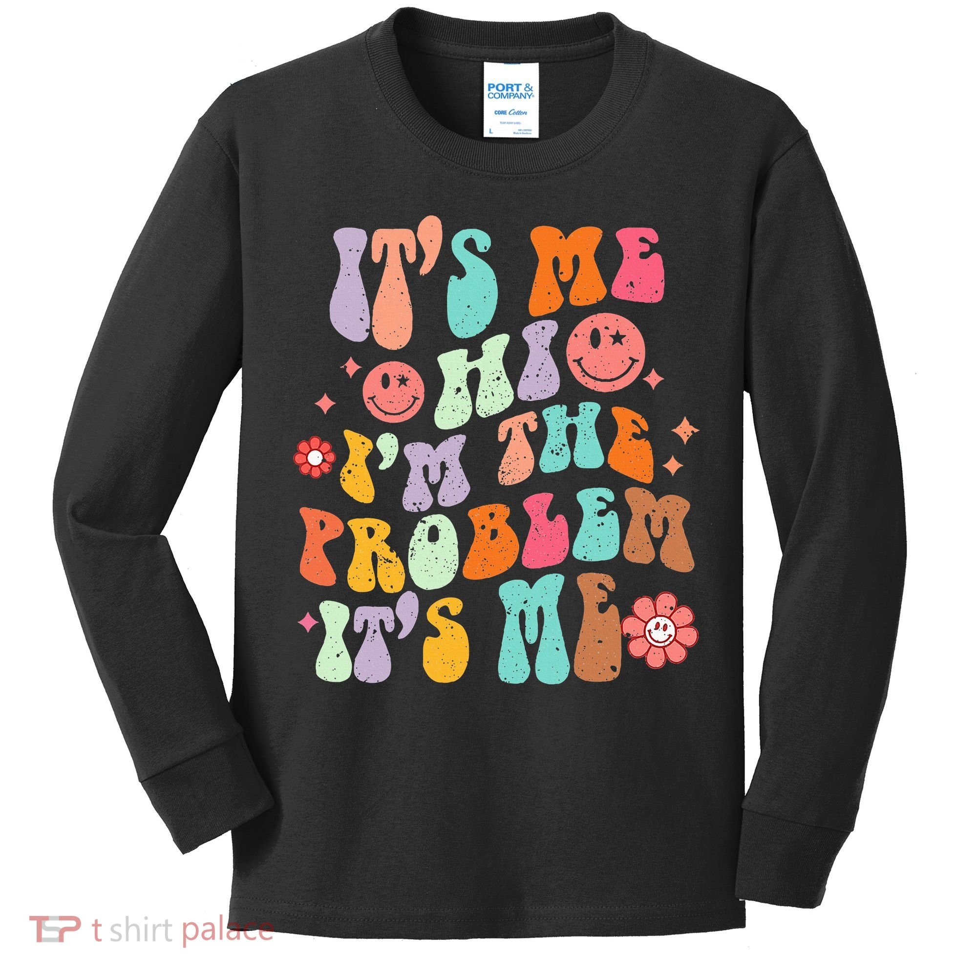 Funny Sarcasm Humor I'm A Problem Retro Groovy Kids Long Sleeve Shirt
