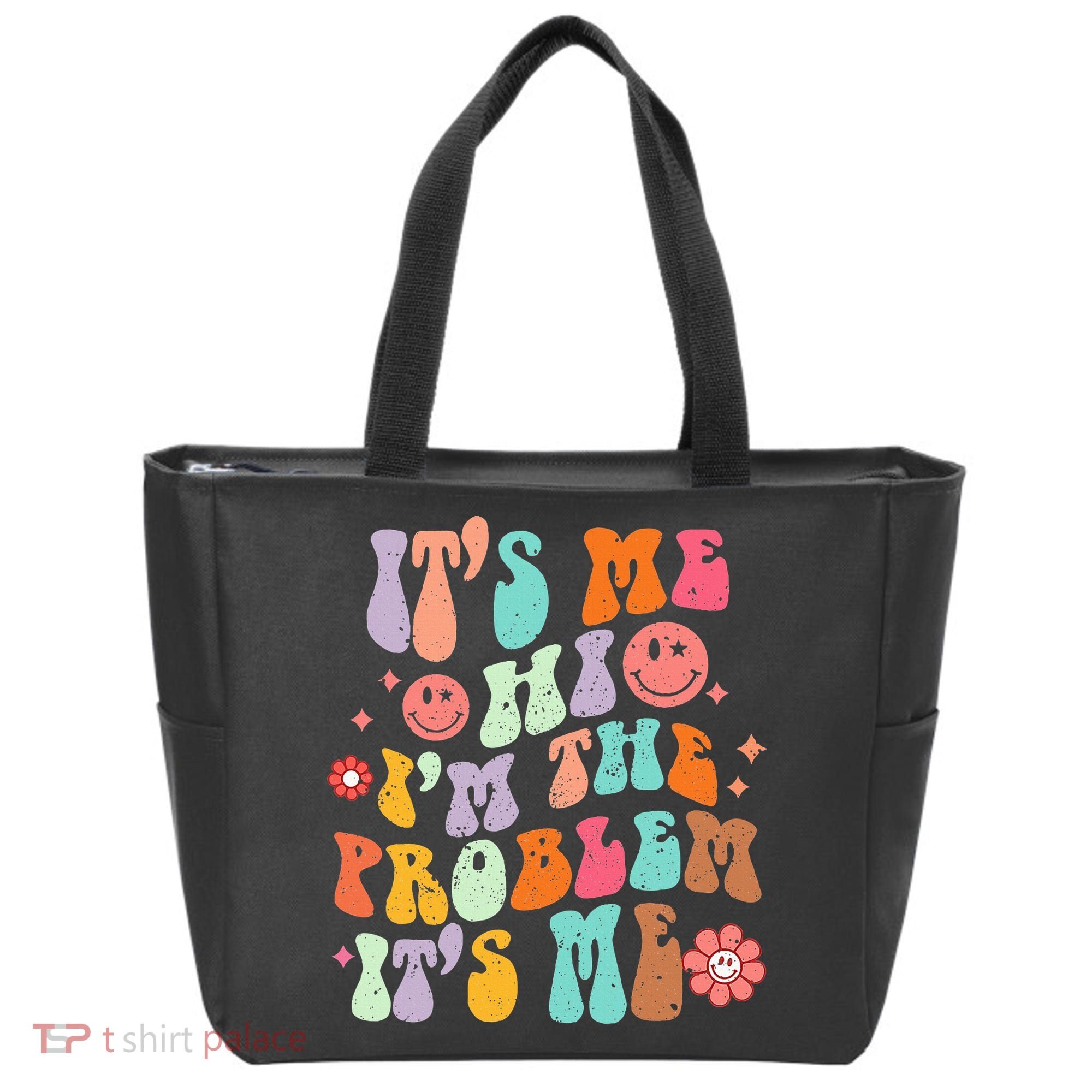 Funny Sarcasm Humor I'm A Problem Retro Groovy Tote Bag