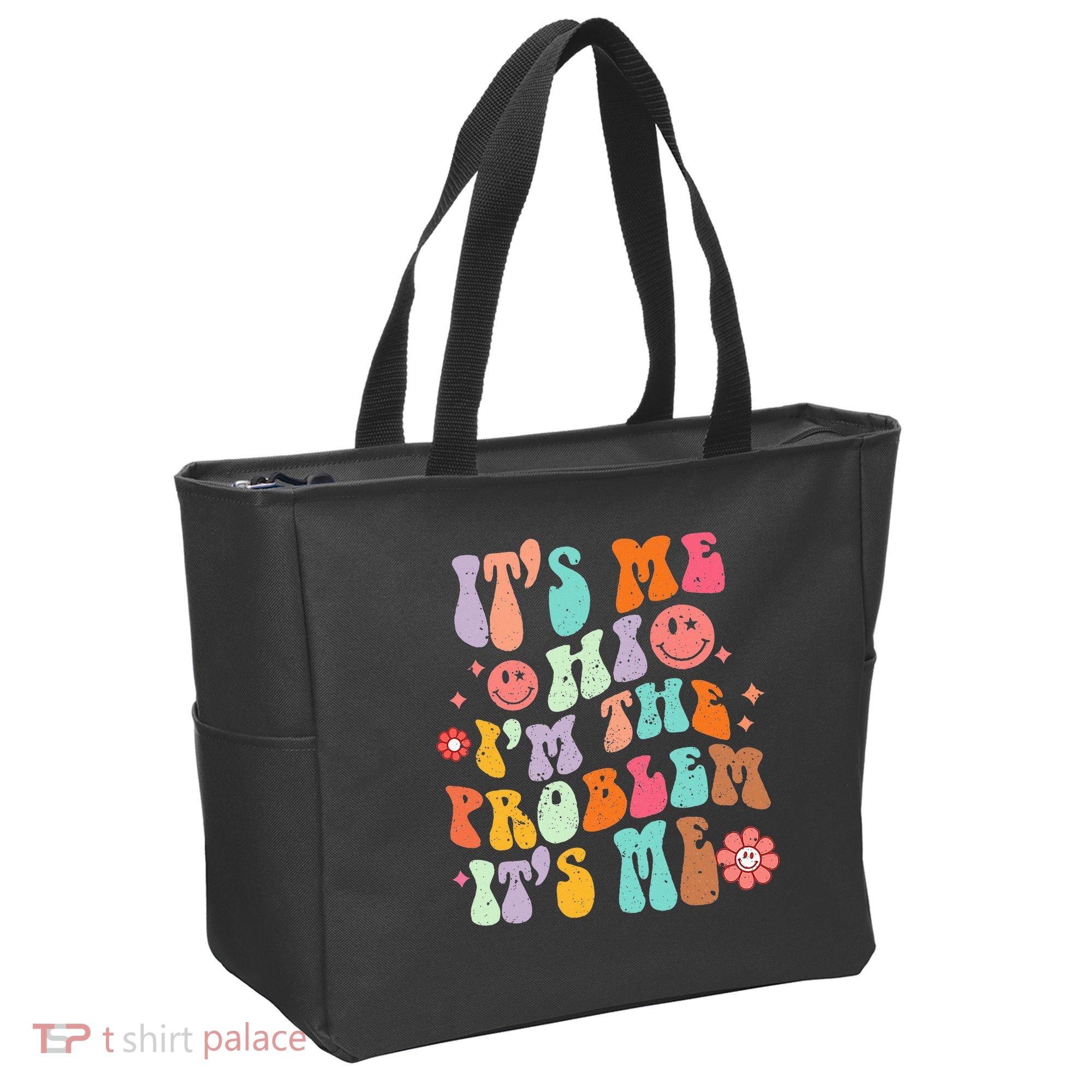 Funny Sarcasm Humor I'm A Problem Retro Groovy Tote Bag