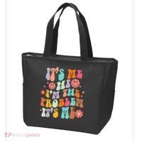 Funny Sarcasm Humor I'm A Problem Retro Groovy Tote Bag thumb 3