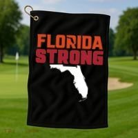 Florida Strong Hurricane Ian Support Florida Golf Towel thumb 1