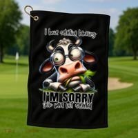 Funny Selective Hearing Sarcastic Cow Golf Towel thumb 1