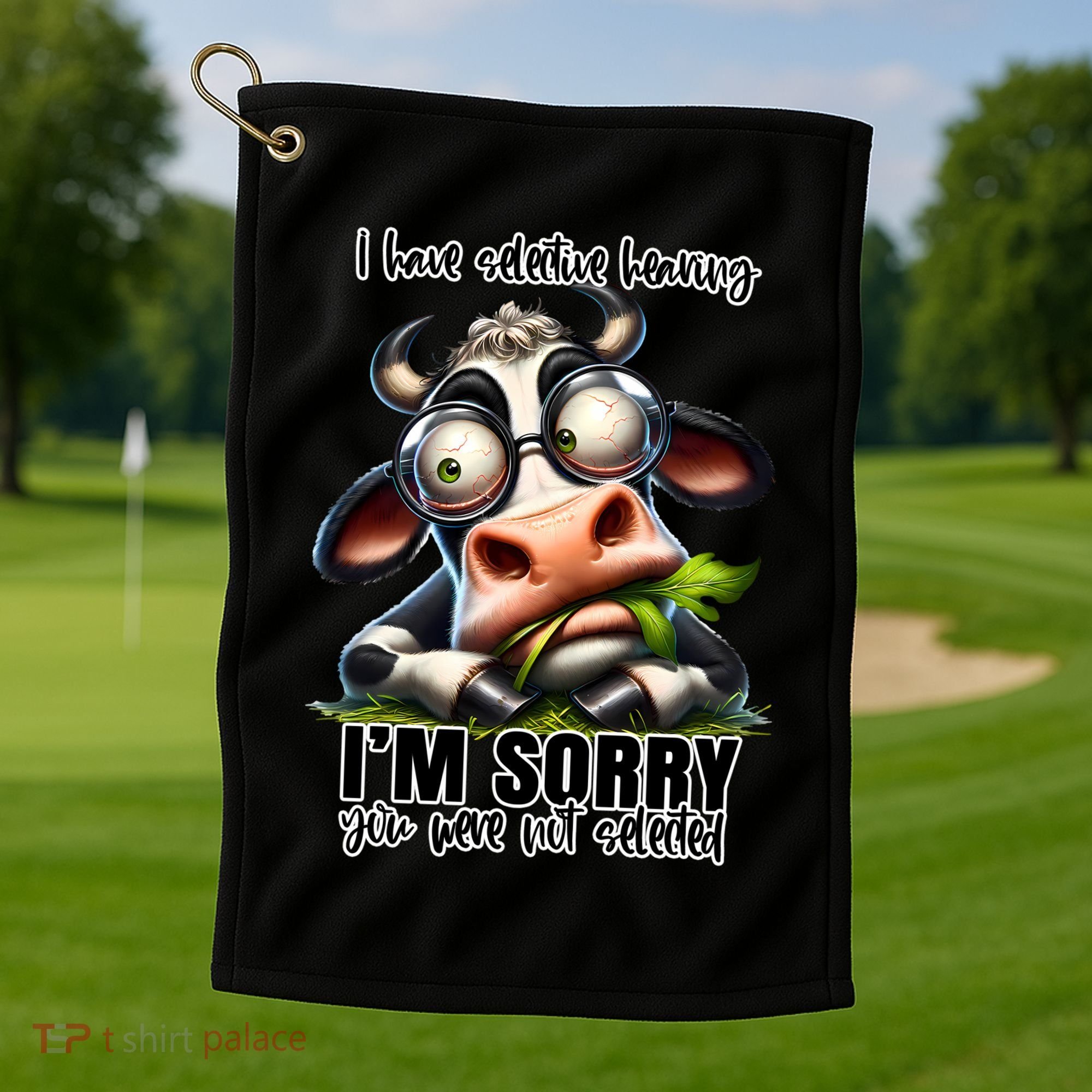 Funny Selective Hearing Sarcastic Cow Golf Towel