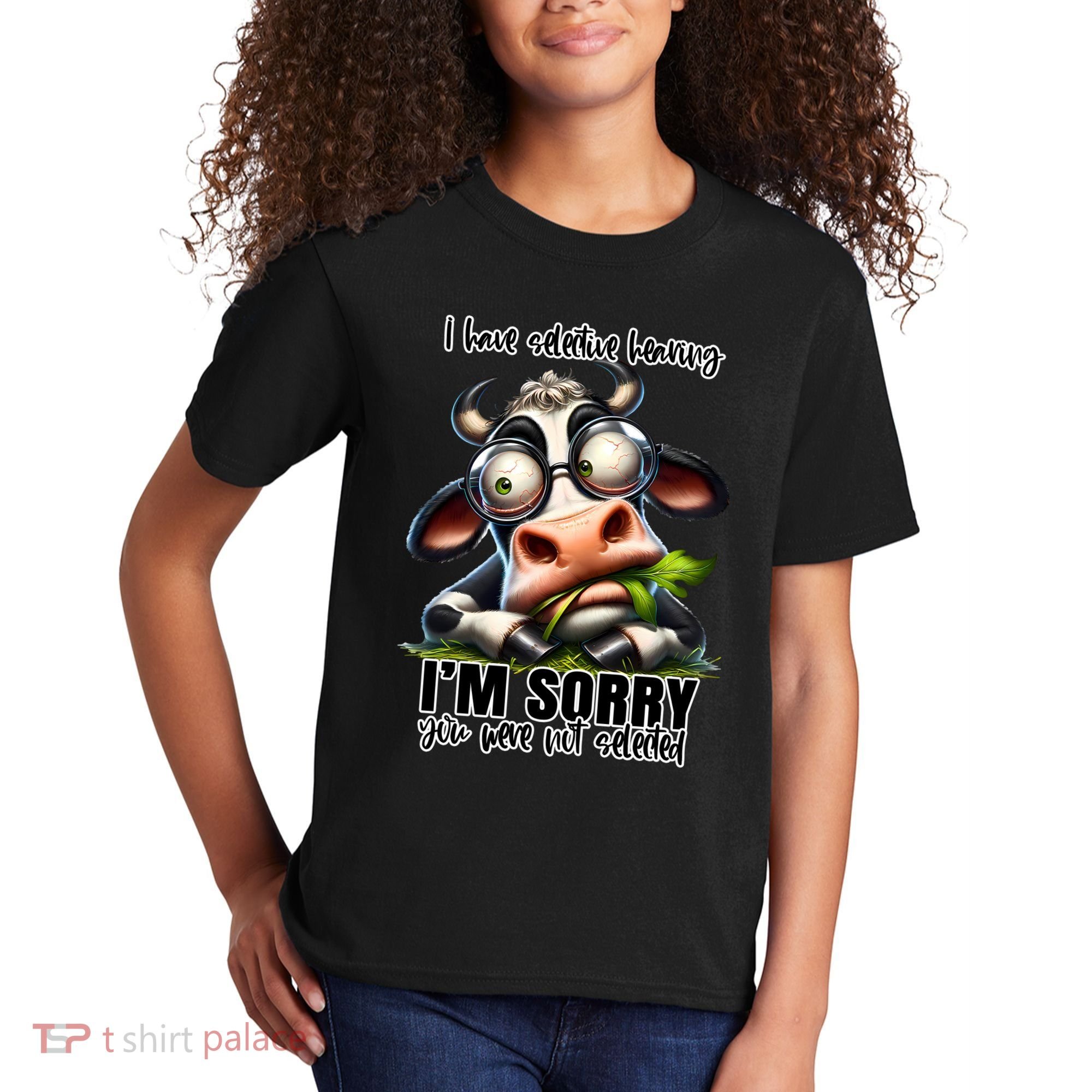 Funny Selective Hearing Sarcastic Cow Kids T-Shirt