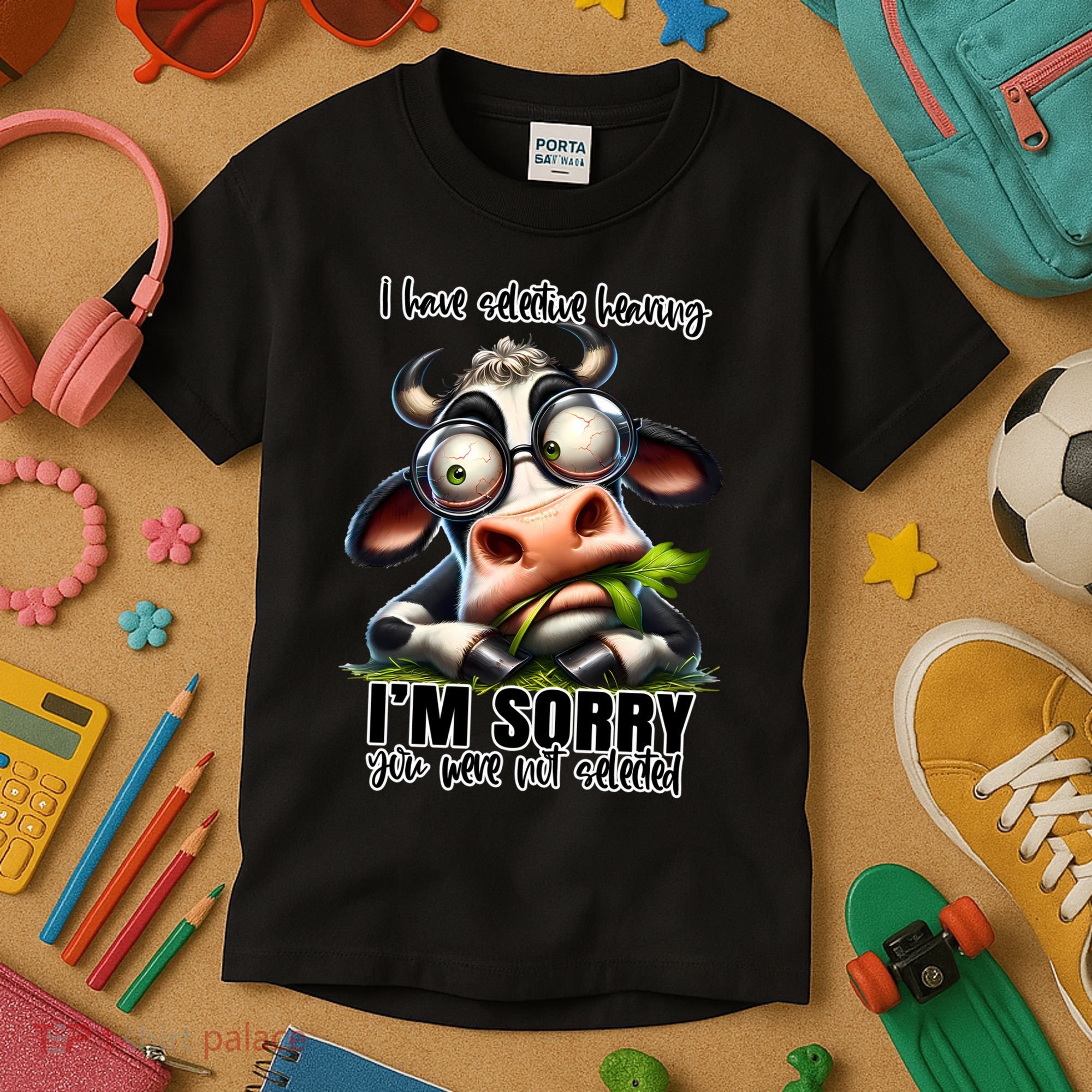 Funny Selective Hearing Sarcastic Cow Kids T-Shirt
