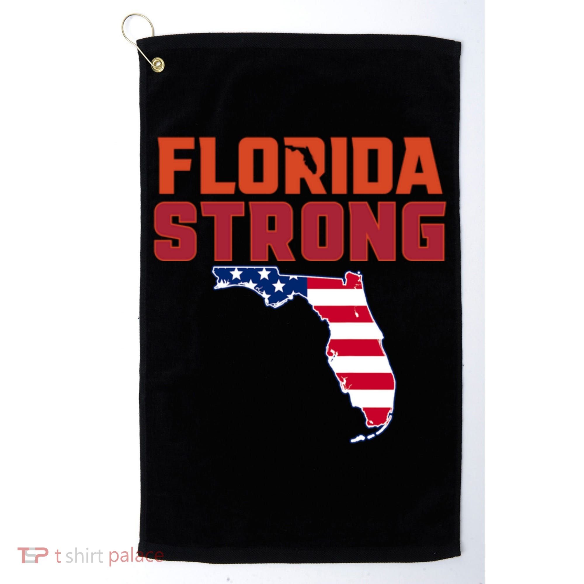 Florida Strong Hurricane Ian Support Florida American Flag Golf Towel