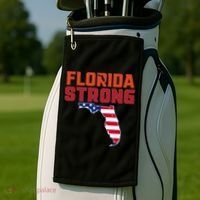 Florida Strong Hurricane Ian Support Florida American Flag Golf Towel thumb 2