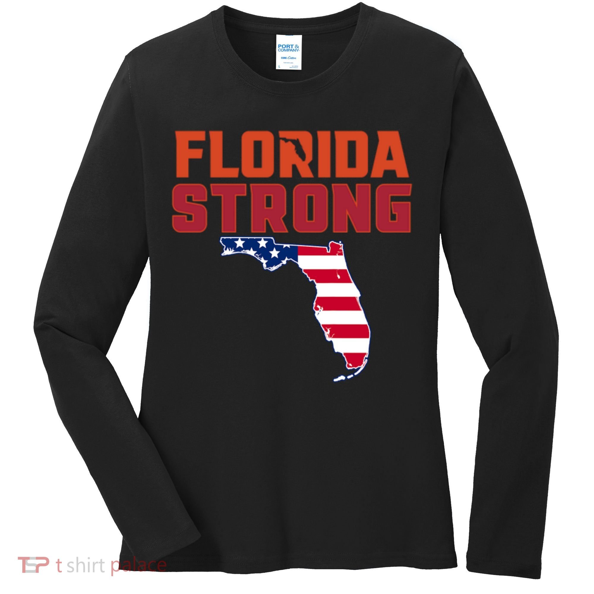Florida Strong Hurricane Ian Support Florida American Flag Women's Long Sleeve Shirt