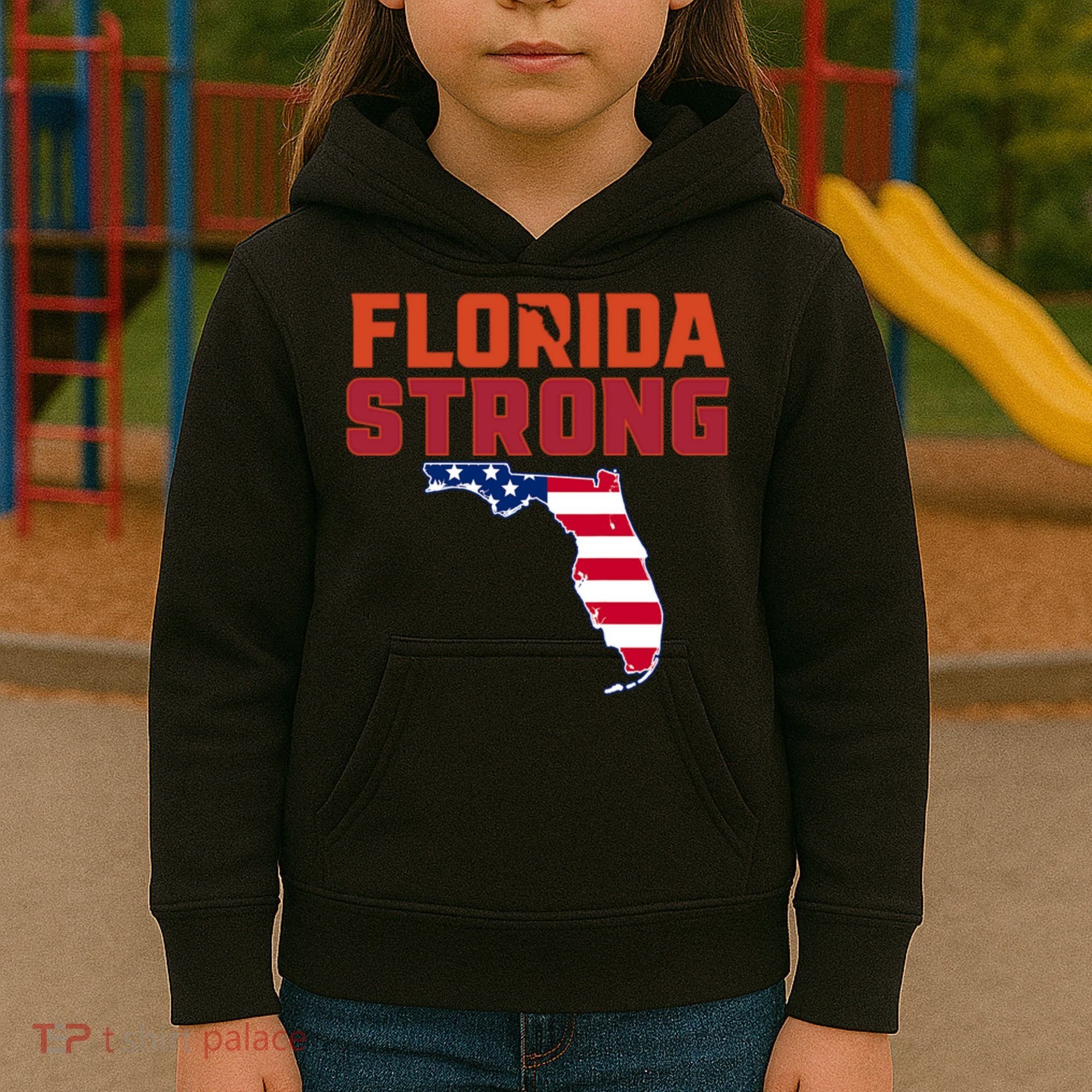 Florida Strong Hurricane Ian Support Florida American Flag Kids Hoodie
