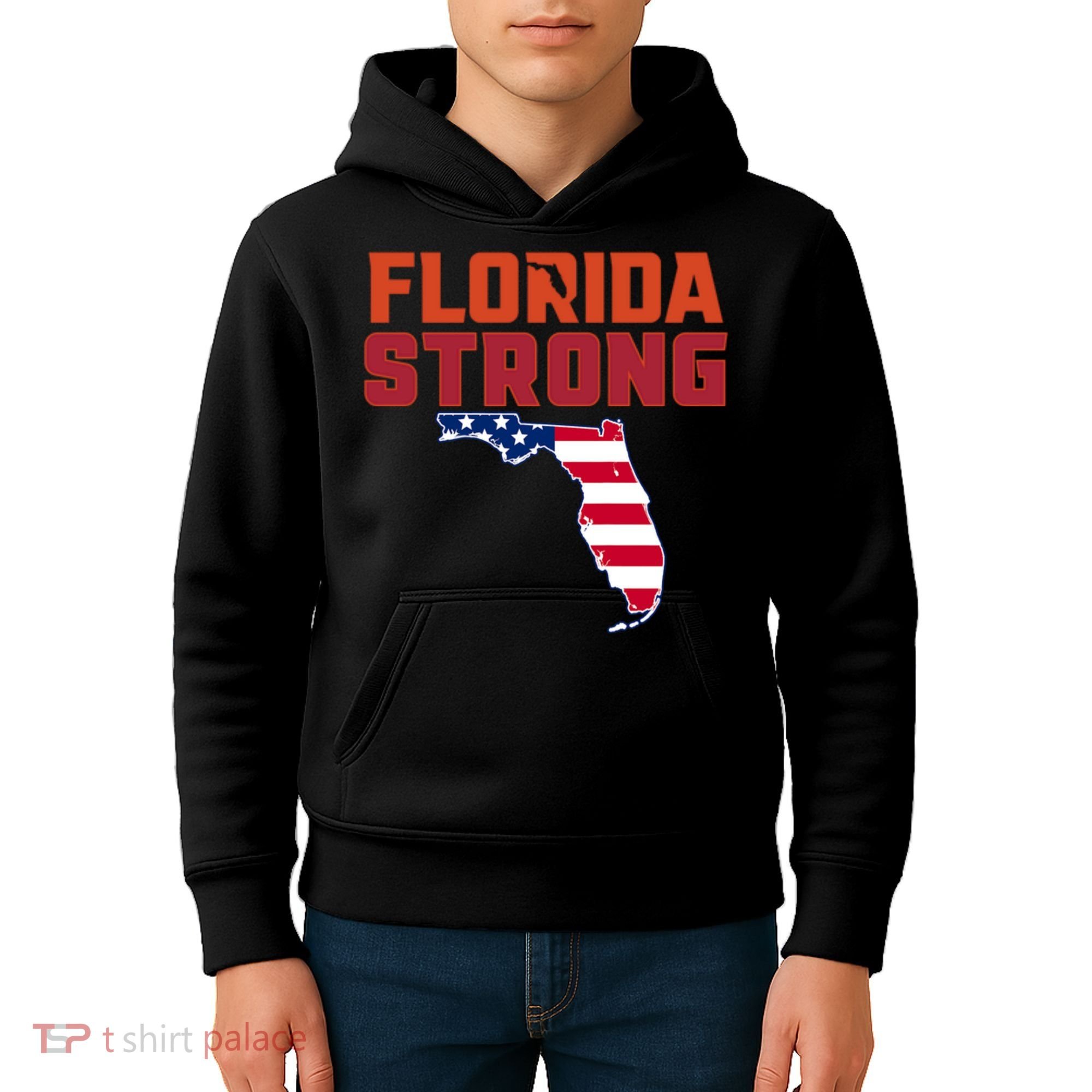 Florida Strong Hurricane Ian Support Florida American Flag Kids Hoodie