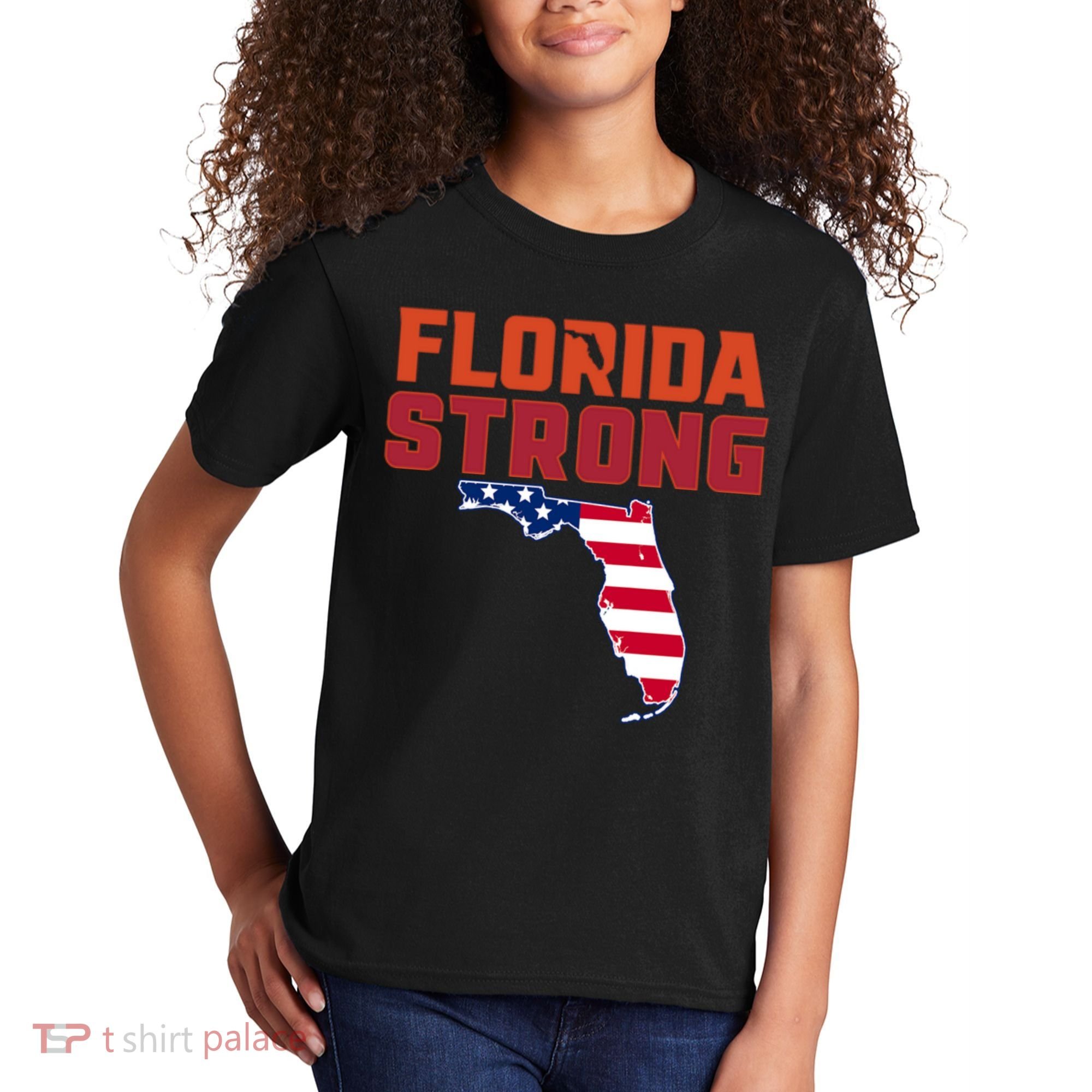 Florida Strong Hurricane Ian Support Florida American Flag Kids T-Shirt