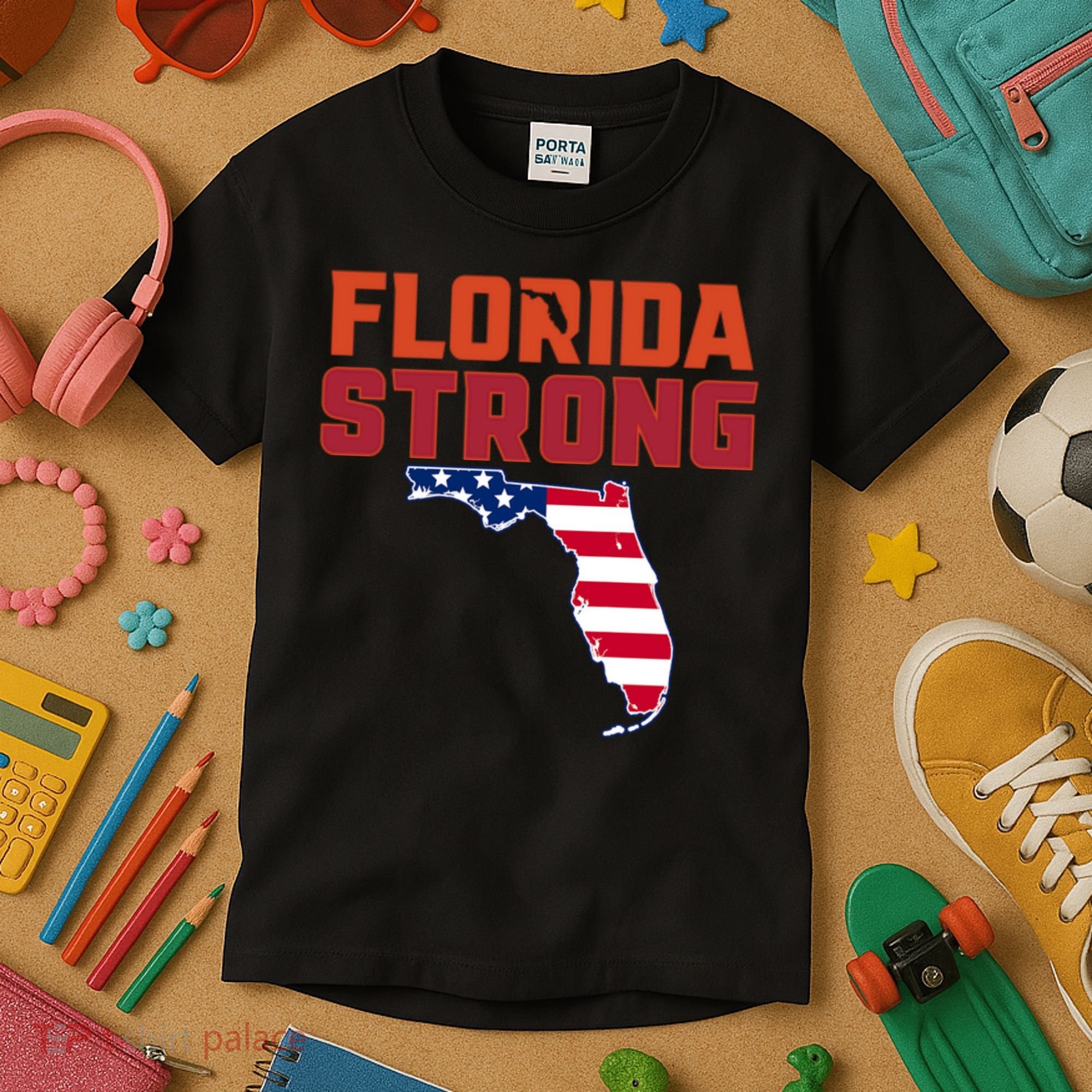 Florida Strong Hurricane Ian Support Florida American Flag Kids T-Shirt