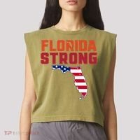 Florida Strong Hurricane Ian Support Florida American Flag Garment-Dyed Women's Muscle Tee thumb 2