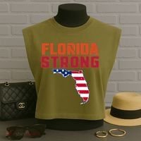 Florida Strong Hurricane Ian Support Florida American Flag Garment-Dyed Women's Muscle Tee thumb 3