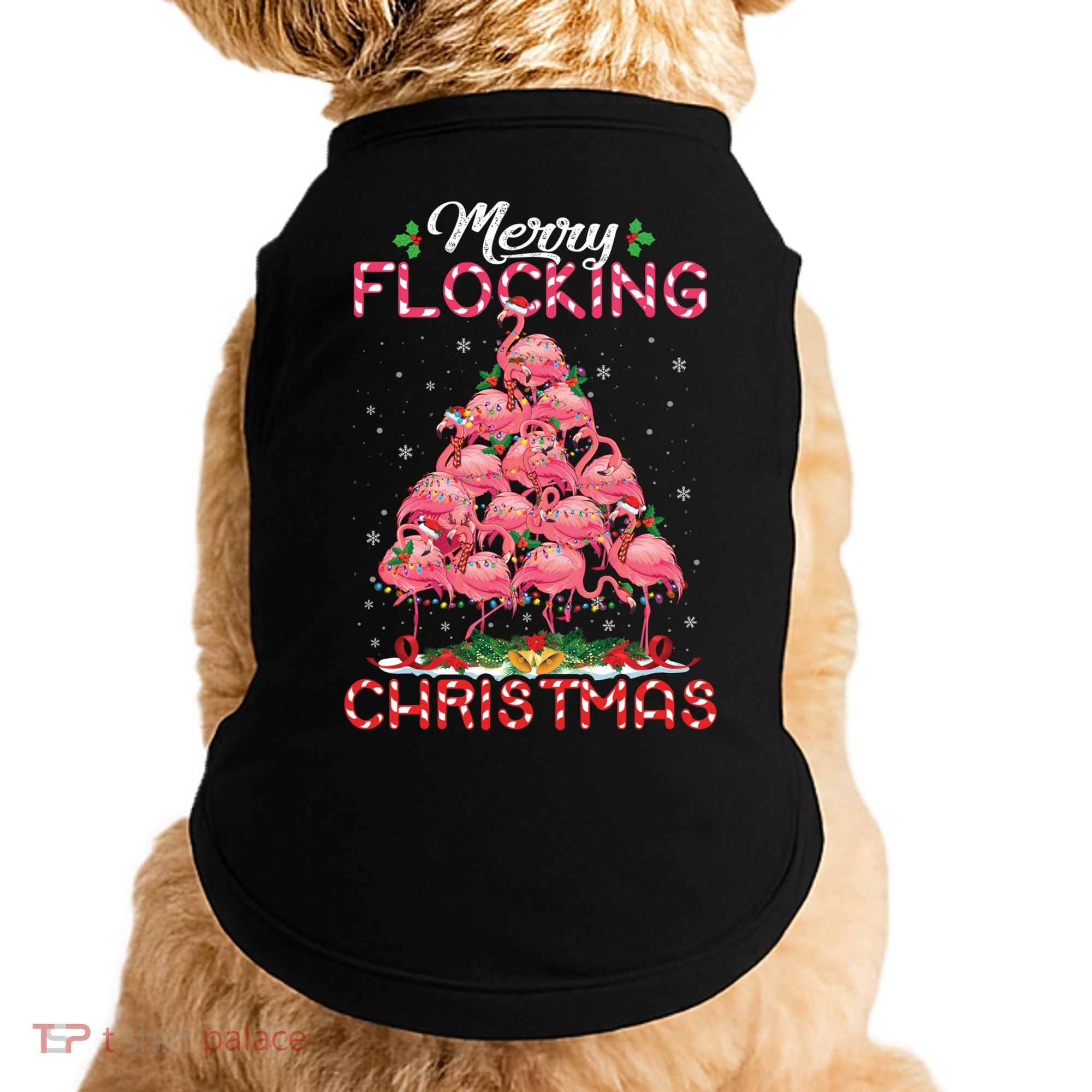 Flamingo Santa Hat Reindeer Xmas Merry Flocking Christmas Gift Doggie Tank