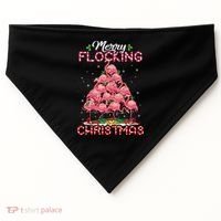 Flamingo Santa Hat Reindeer Xmas Merry Flocking Christmas Gift USA-Made Doggie Bandana thumb 0