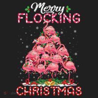 Flamingo Santa Hat Reindeer Xmas Merry Flocking Christmas Gift Golf Towel thumb 3