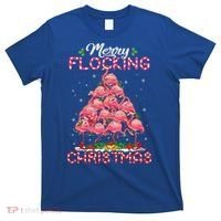 Flamingo Santa Hat Reindeer Xmas Merry Flocking Christmas Gift T-Shirt thumb 0