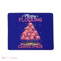 Flamingo Santa Hat Reindeer Xmas Merry Flocking Christmas Gift Mousepad thumb 0