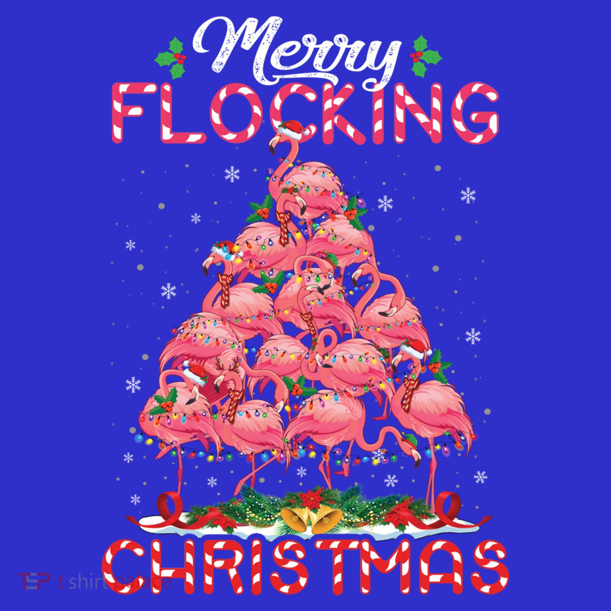 Flamingo Santa Hat Reindeer Xmas Merry Flocking Christmas Gift Toddler Hoodie