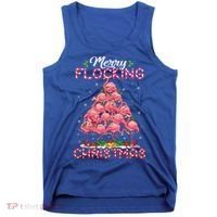 Flamingo Santa Hat Reindeer Xmas Merry Flocking Christmas Gift Tank Top thumb 0