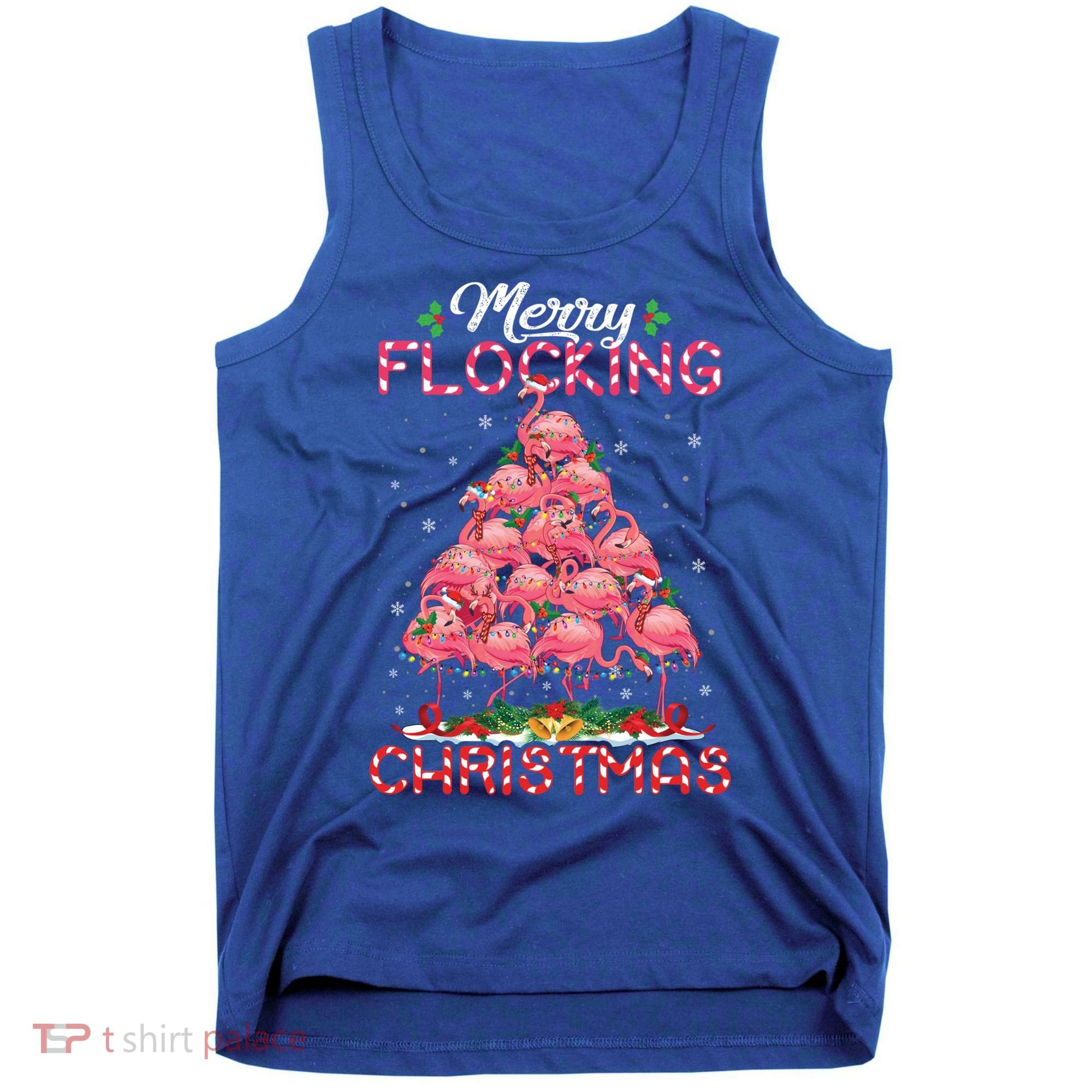 Flamingo Santa Hat Reindeer Xmas Merry Flocking Christmas Gift Tank Top